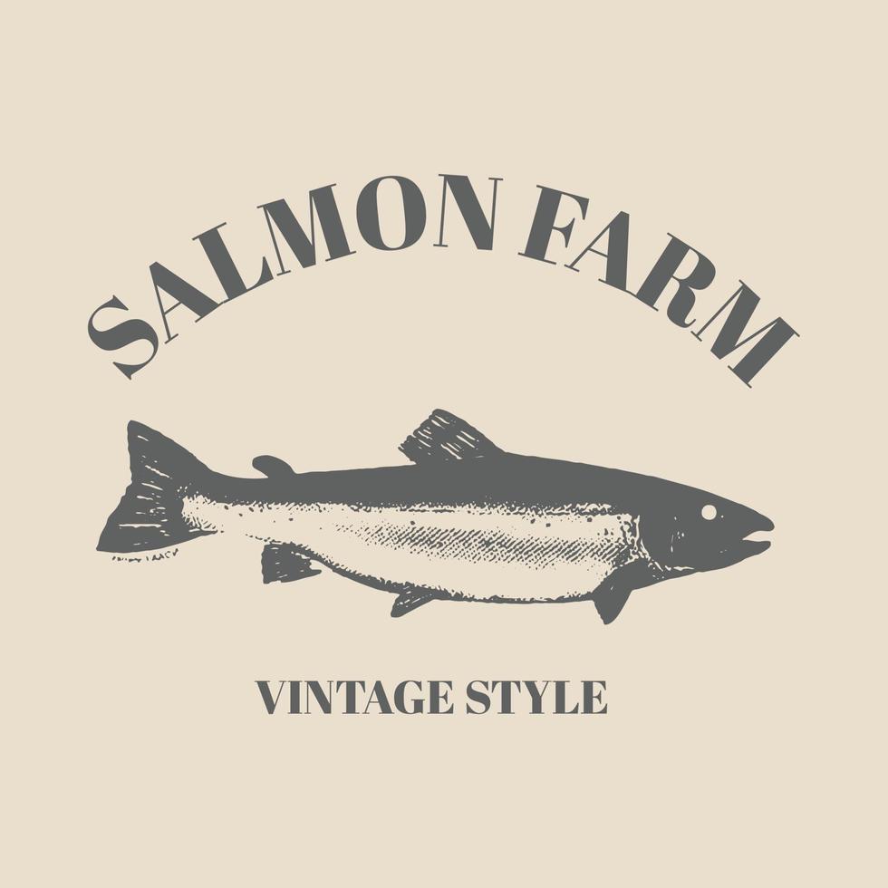 salmón pescado logo mariscos retro hipster vintage etiqueta insignia vector ilustración plantilla diseño