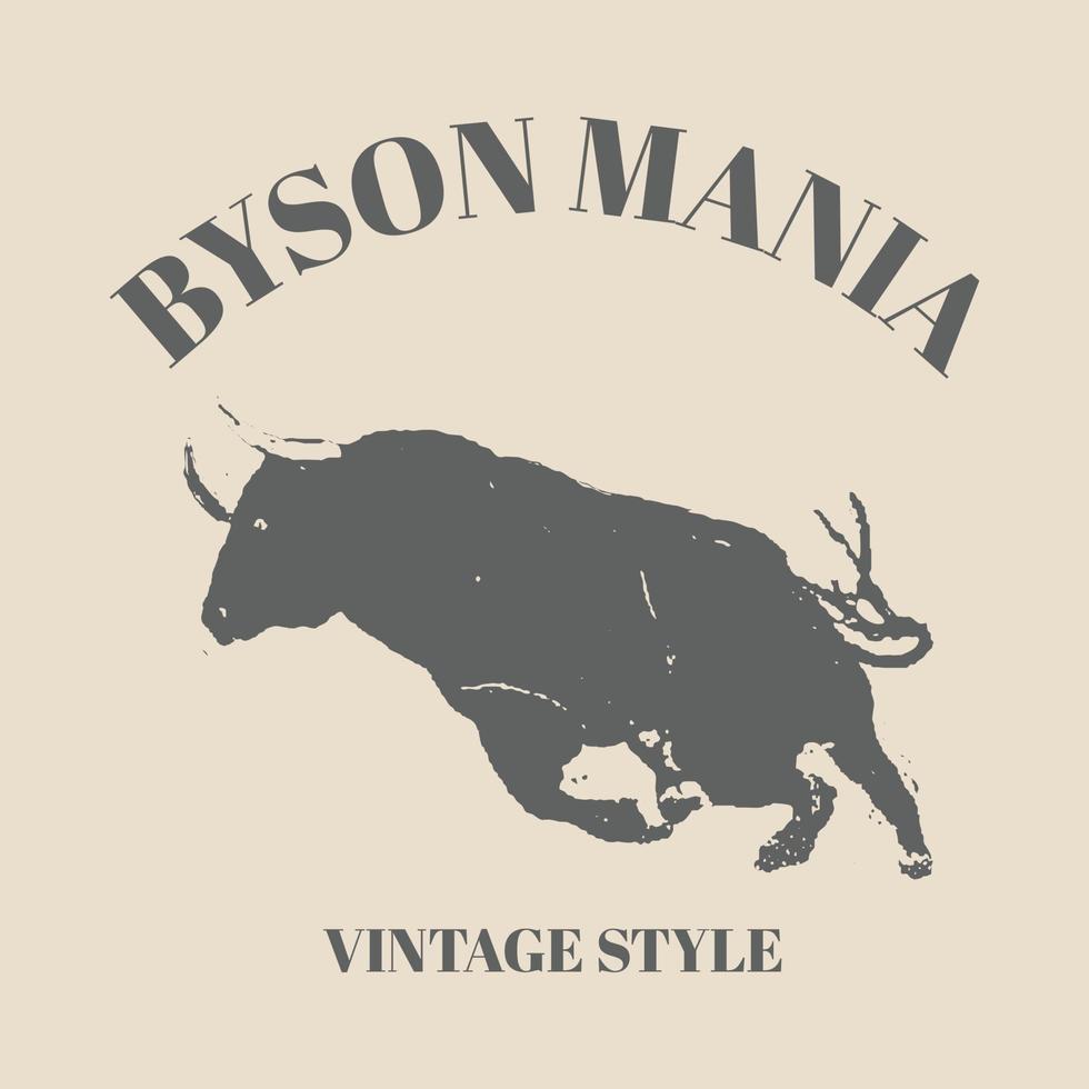 logo byson logo, buffalo, bull with classic vintage retro style and fancy template design vector