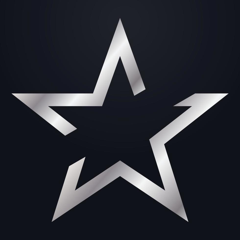 plantilla de diseño de vector de símbolo de logotipo de estrella de plata de lujo, diseños de logotipo de estrella de estilo elegante con fondo negro. archivo vectorial eps