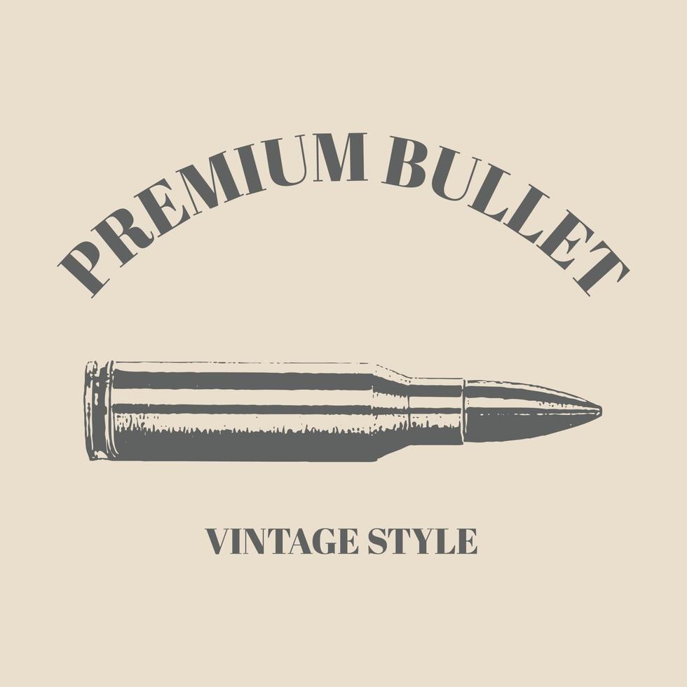 Logo bullet vintage hand draw gun bullet template isolated vector illustration retro style template design