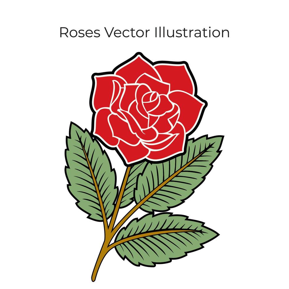 ilustración de vector de elemento rosa. apto para tatuajes, afiches, pancartas, prendas de vestir. vector eps 10. elemento de flor.