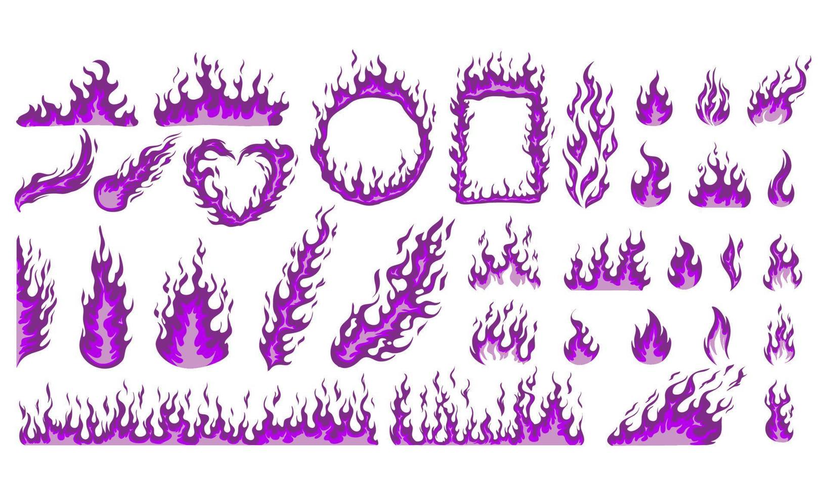elemento de llamas de dibujos animados púrpura. apto para cómic, ilustración, fondo. vector