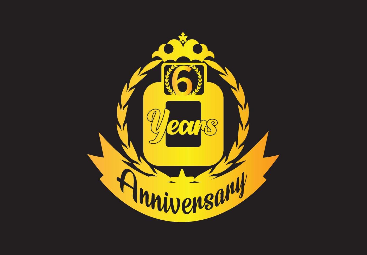 6 years anniversary logo and sticker design template vector