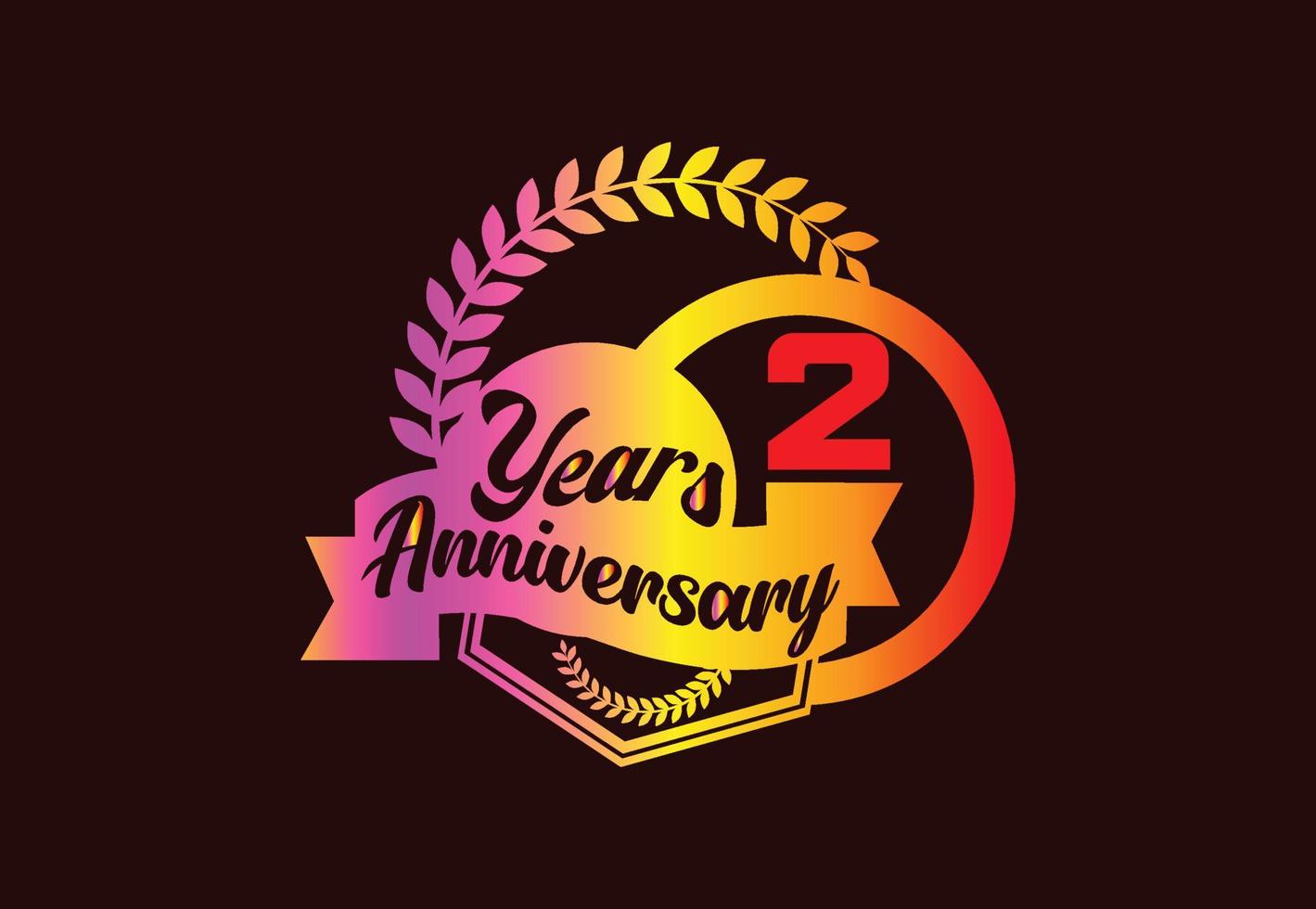 2 years anniversary logo and sticker design template vector