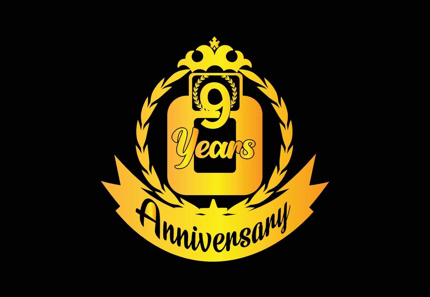 9 years anniversary logo and sticker design template vector