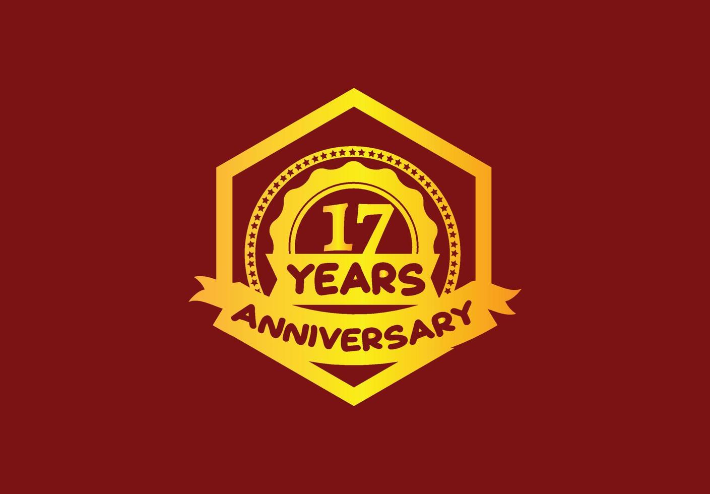 17 years anniversary logo and sticker design template vector