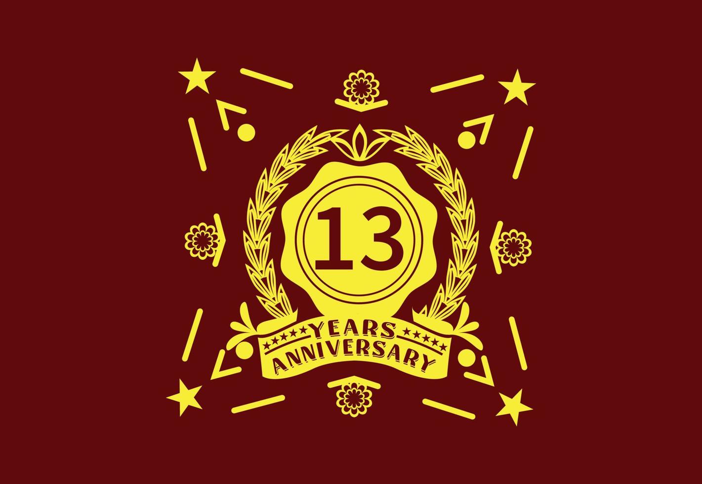 13 years anniversary logo and sticker design template vector