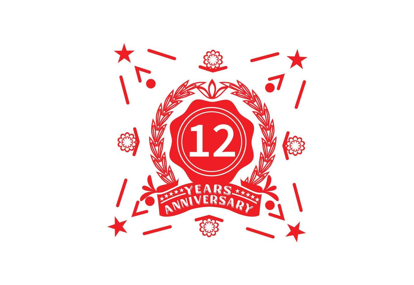 12 years anniversary logo and sticker design template vector