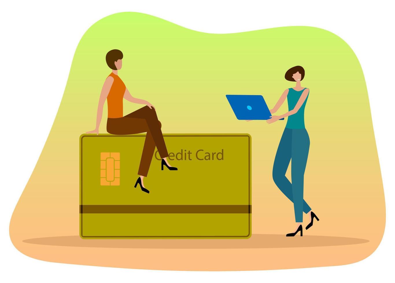Flat vector illustration.People are engaged in money transfers with the help of online connection . The concept of online transfers.