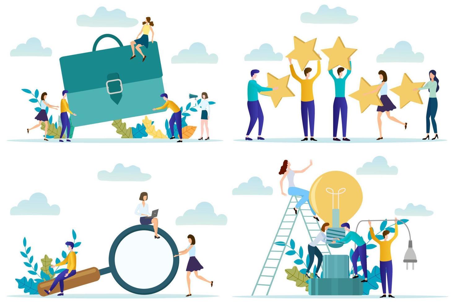 Recruitment, rating, business incubator.A set of illustrations for the design.flat vector illustration.