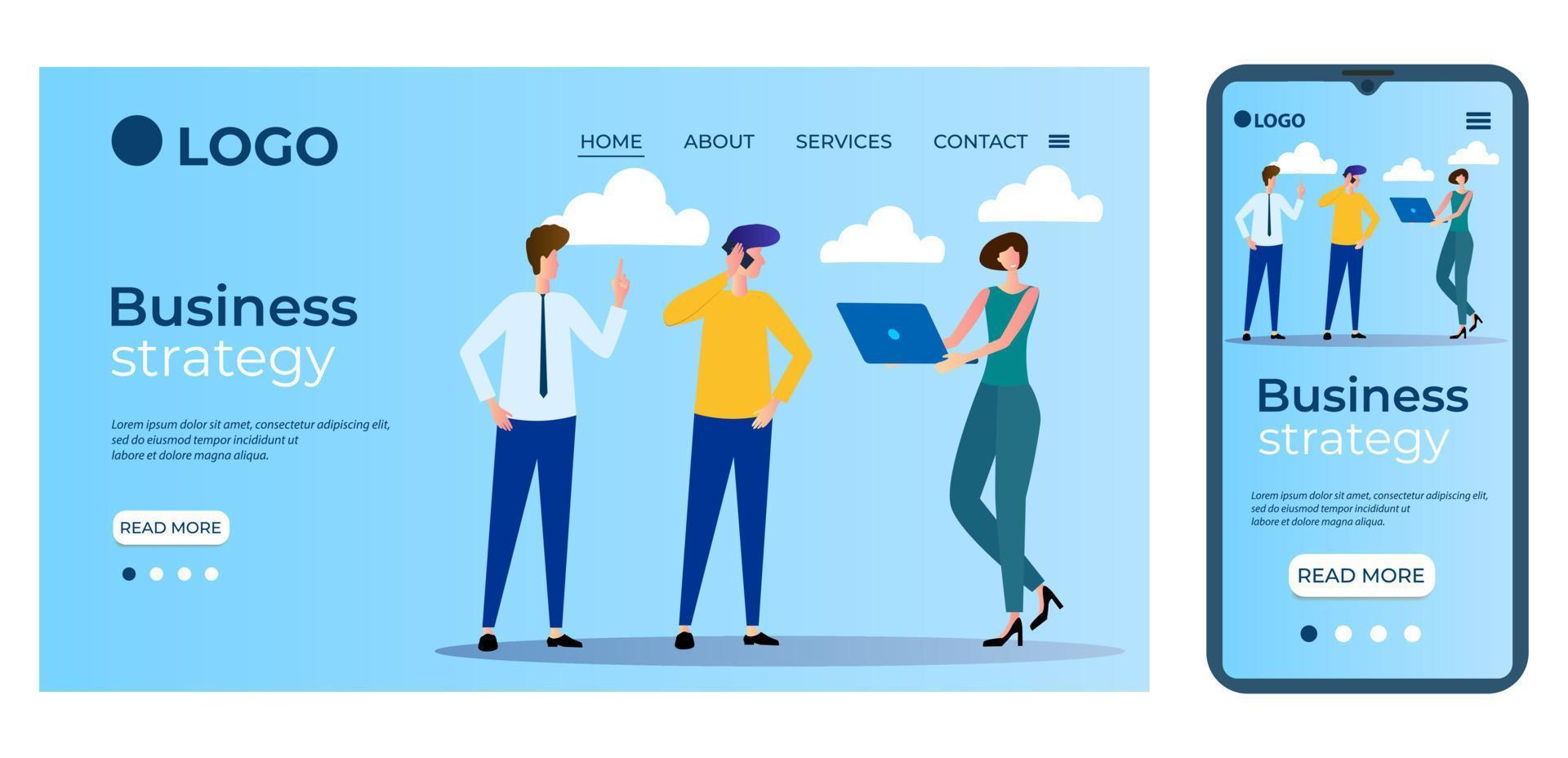 Business strategy.Template for the user interface of the website's home page.Landing page template.The adaptive design of the smartphone.vector illustration. vector