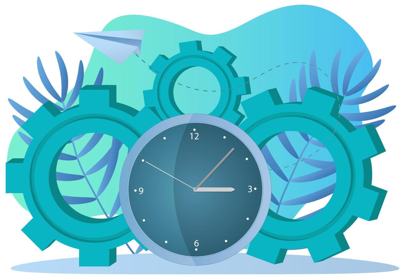 The concept of time management.Implementation of control over the use of working time.Flat vector illustration.