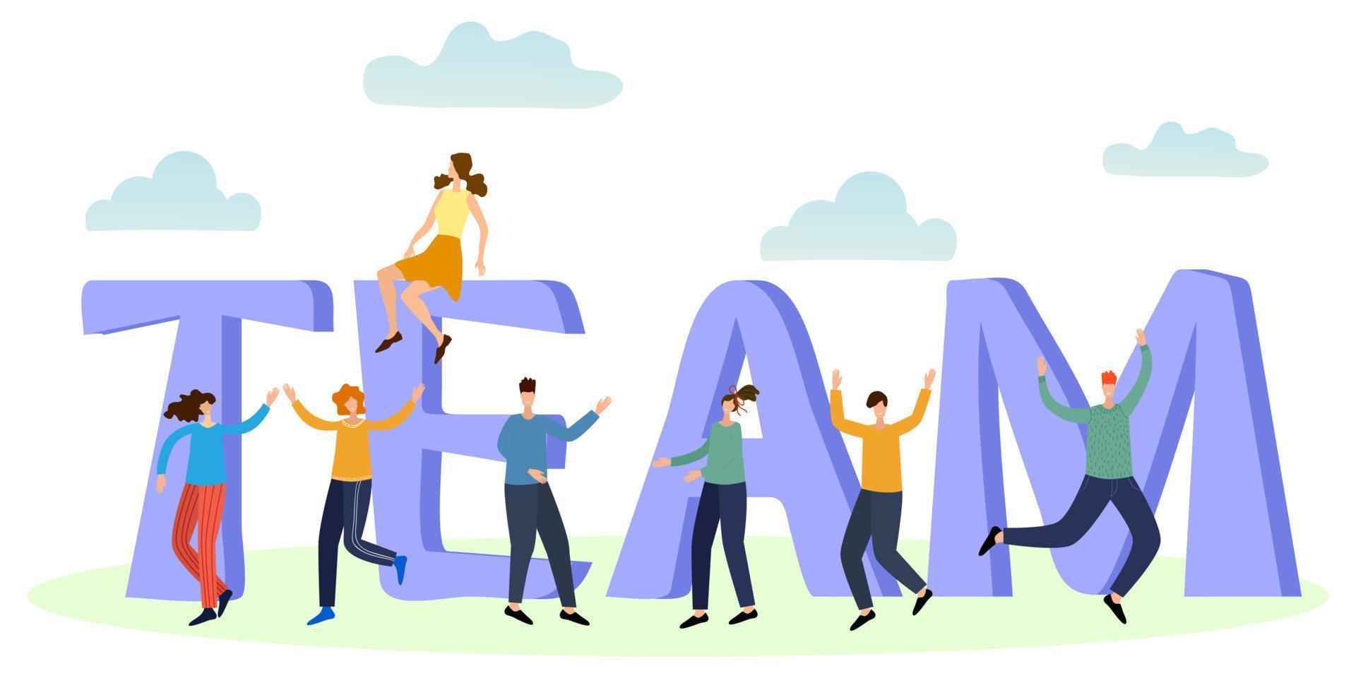 Vector illustration.Team of associates.The concept of teamwork.