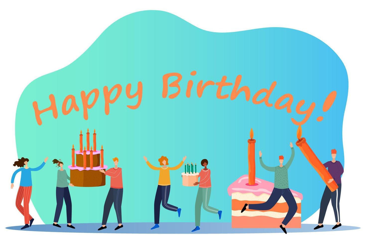 Happy Birthday.People celebrate their friends ' birthday.Vector illustration. vector