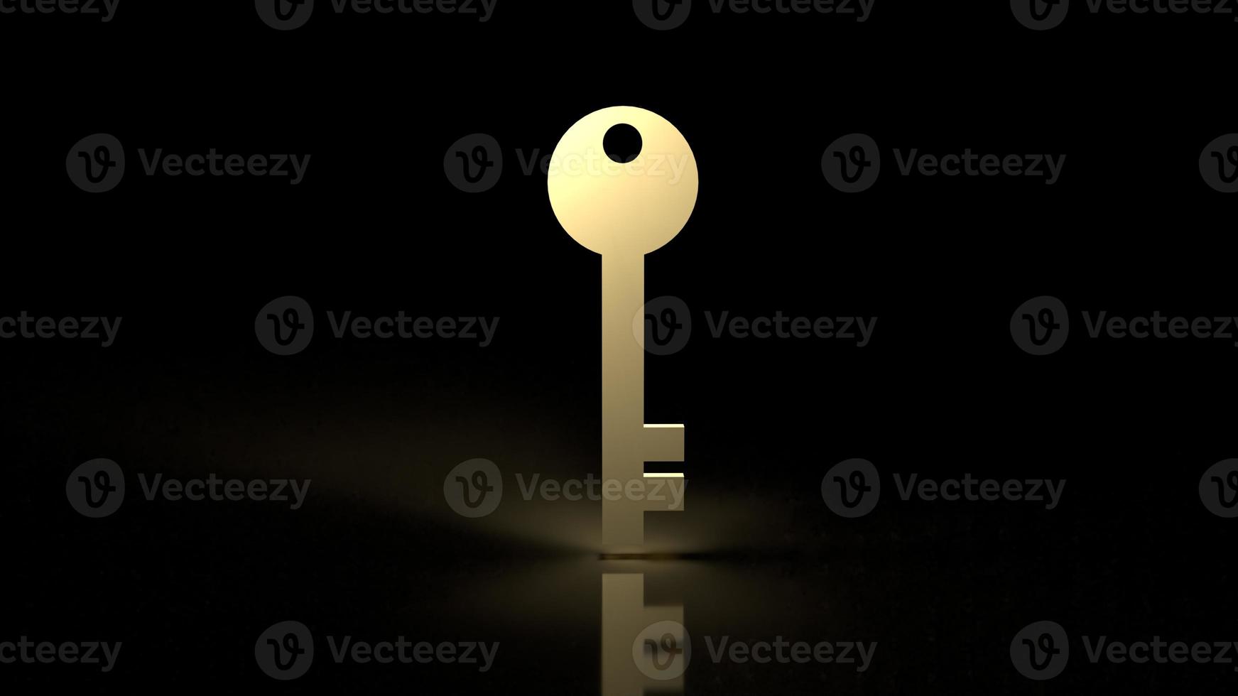 golden key in black background 3d rendering photo