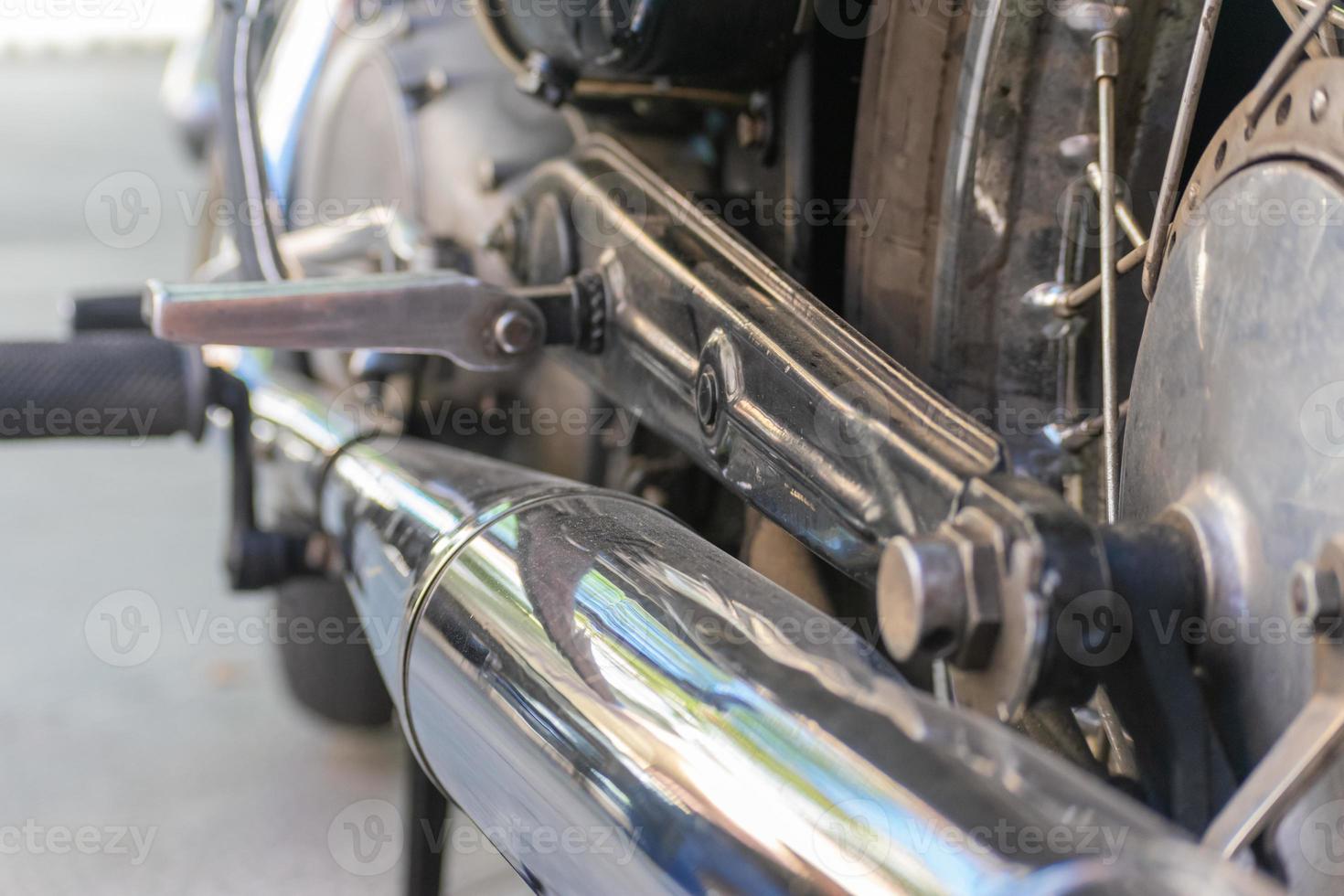 view of the exhaust sidewall of a vintage motorcycle photo