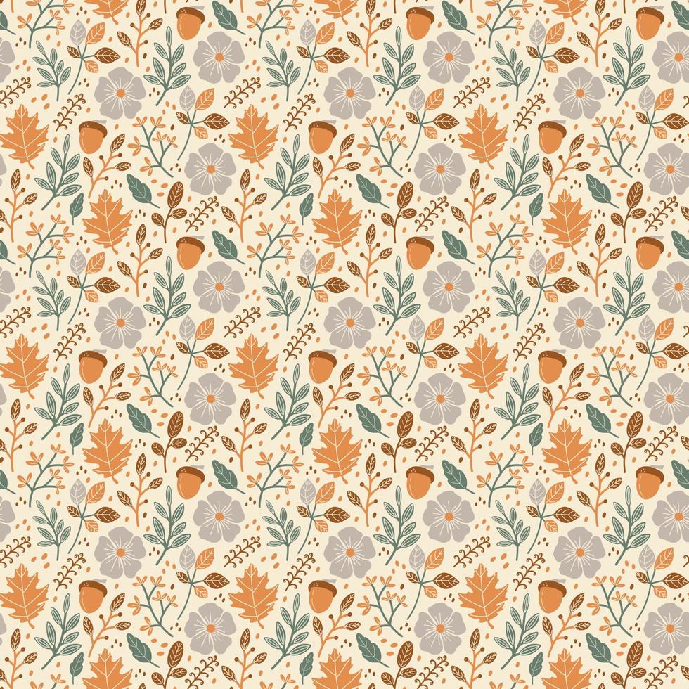 Seamless Pattern Floral Autumn Leaves Fall vector