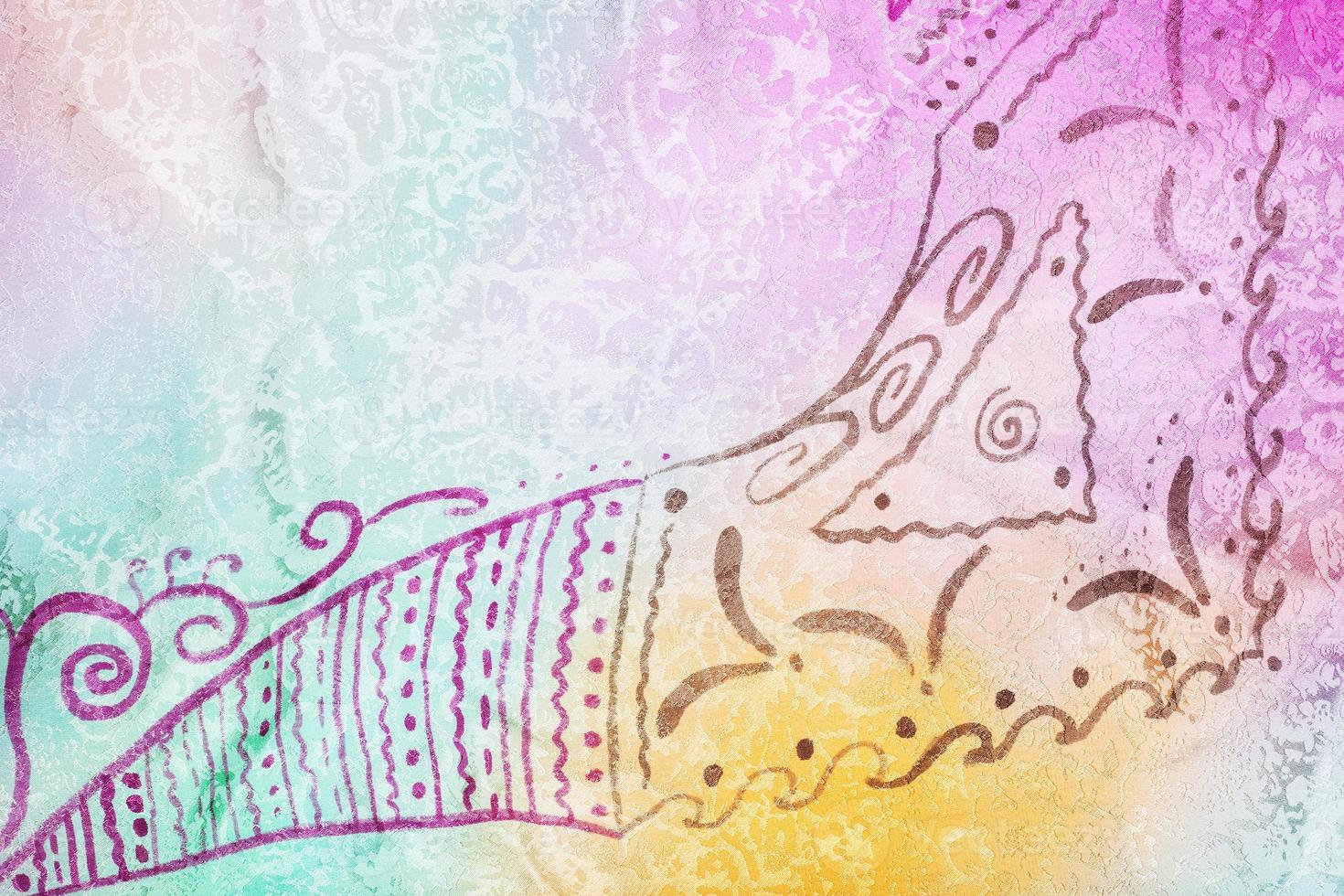 hand drawing abstract pattern on silk batik photo