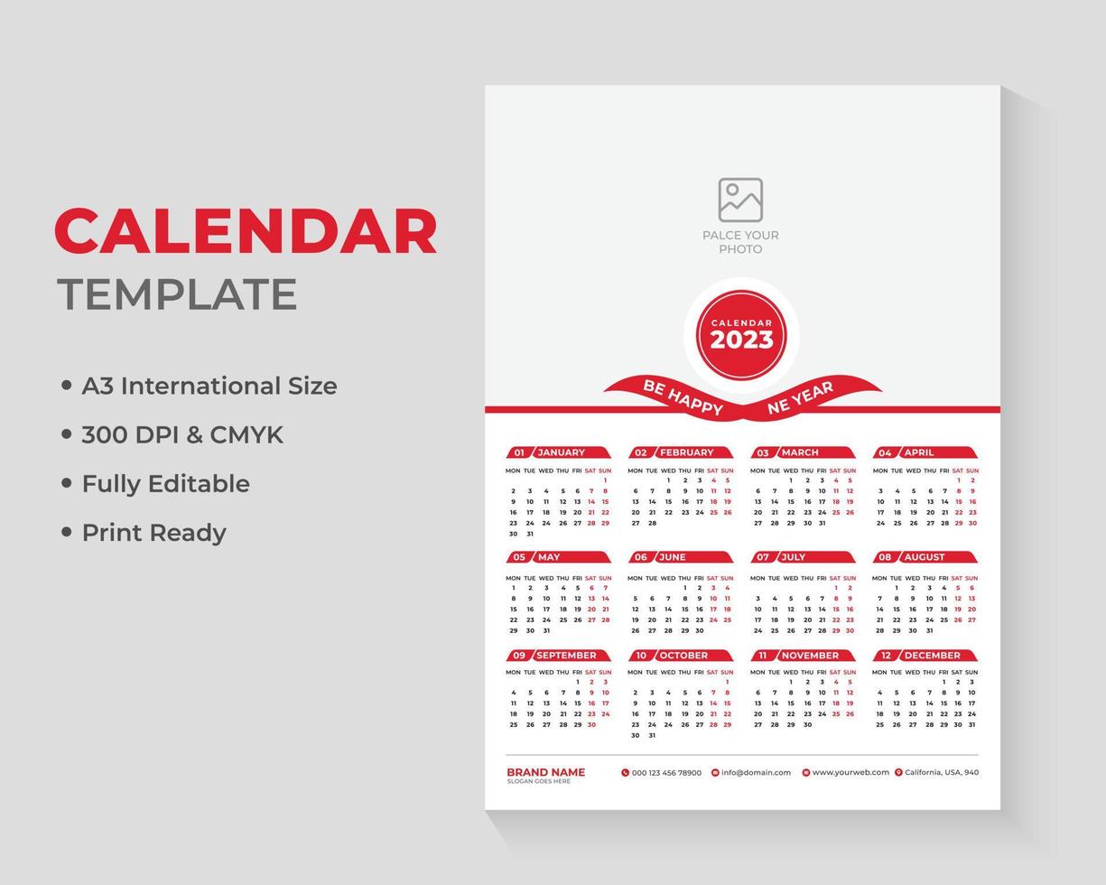 1 Page Wall Calendar Design, Calendar Design, Wall Calendar Design
