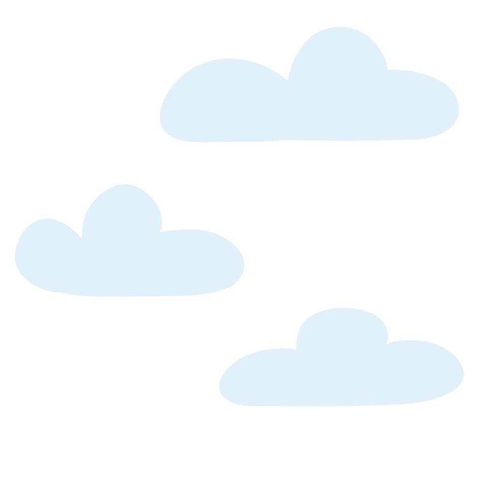Set of blue clouds in cartoon flat style. Hand drawn vector illustration of cloud icons