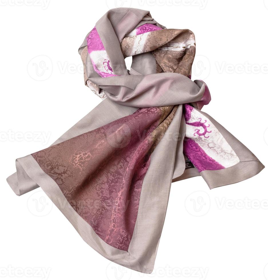 knotted sewing silk scarf with pink batik pattern photo