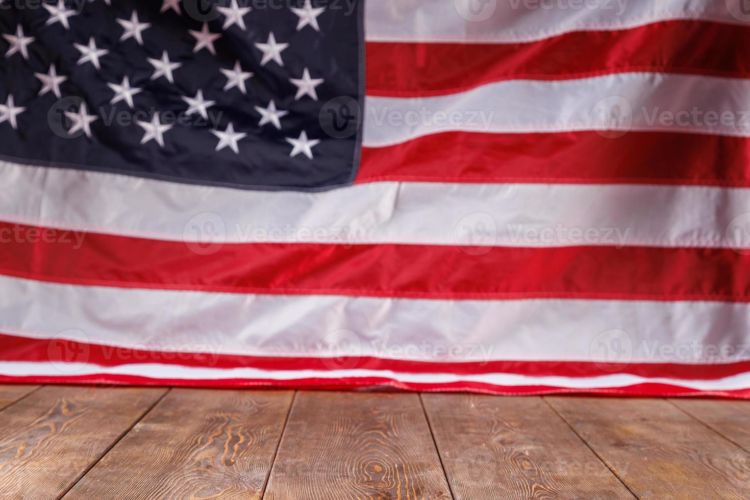 full-frame background of nylon sewed and embroided United States national flag photo