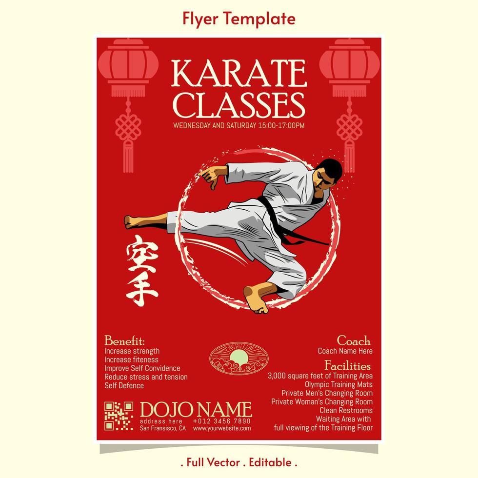 Karate class vector flyer template