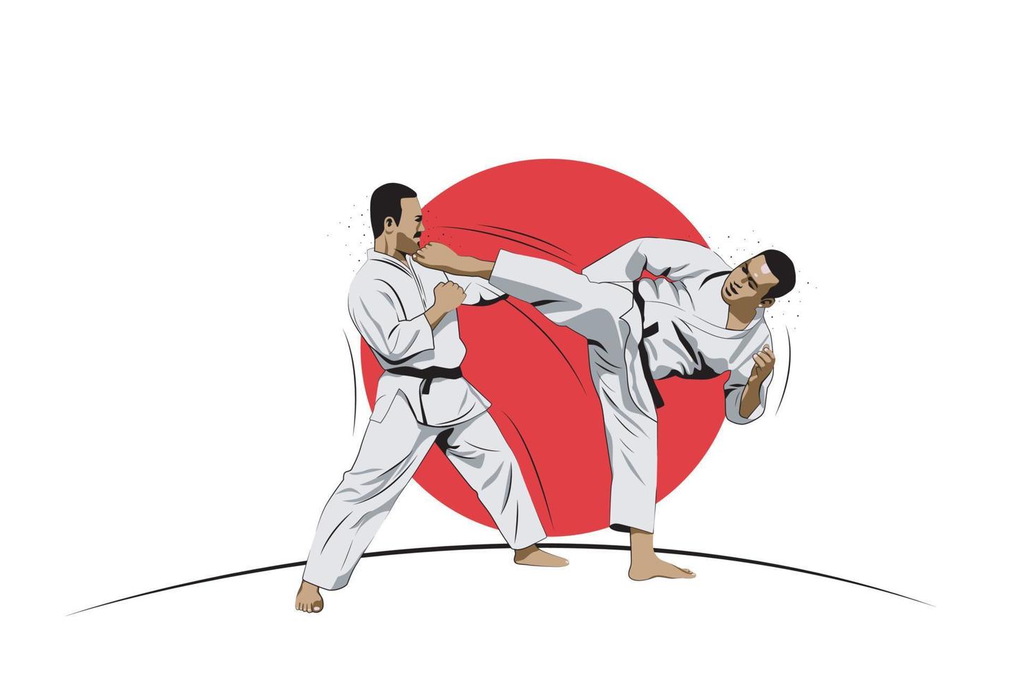 El karate es un arte marcial originario de Japón. ilustrador de vectores. vector