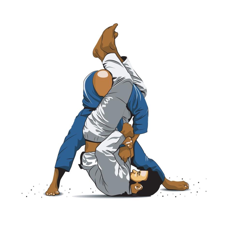 diseño de ilustración de vector de técnica de jiujitsu