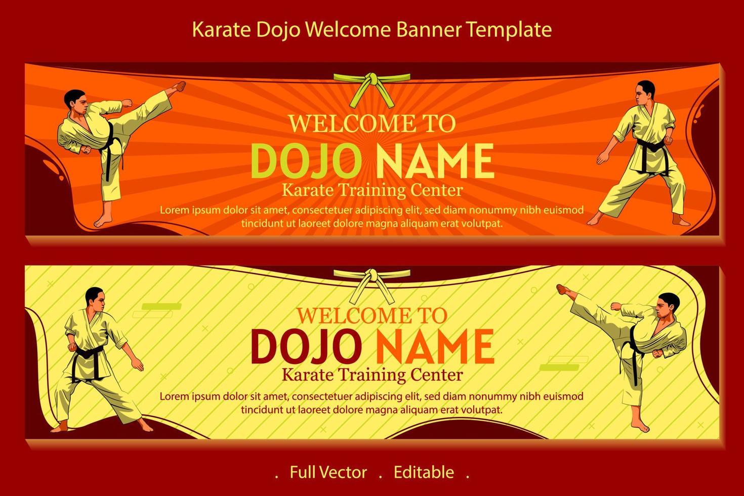 Karate training center welcome banner template vector