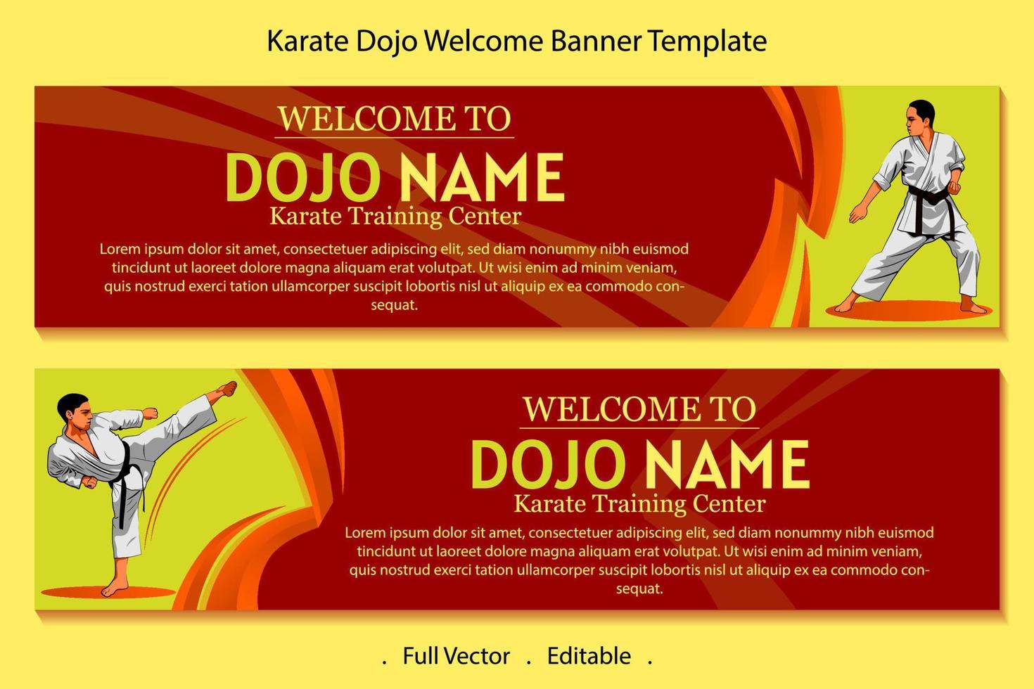 Karate training center welcome banner template vector