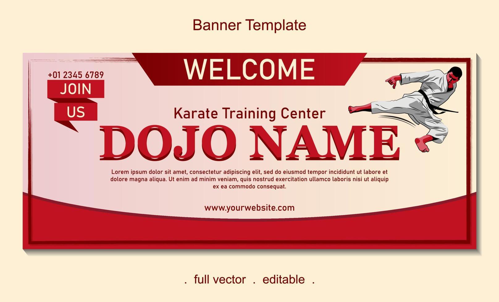 Karate training center welcome banner template vector