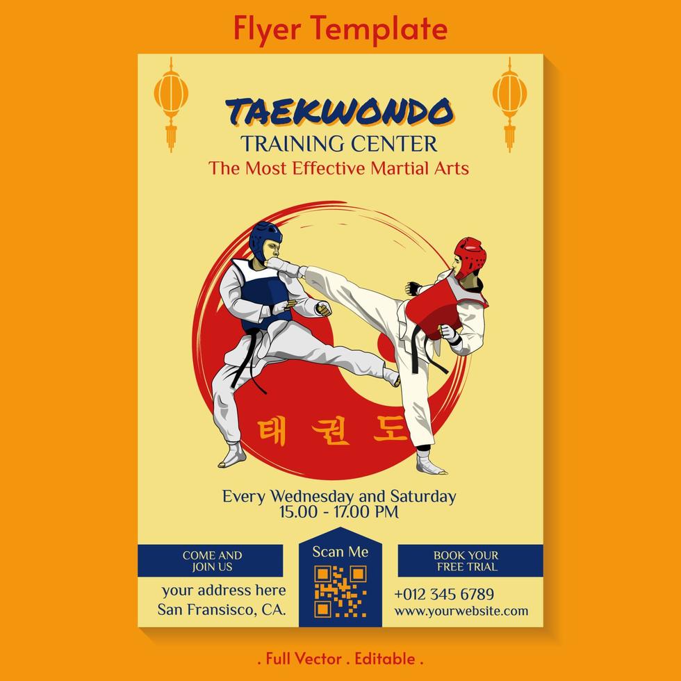 Taekwondo class vector flyer template