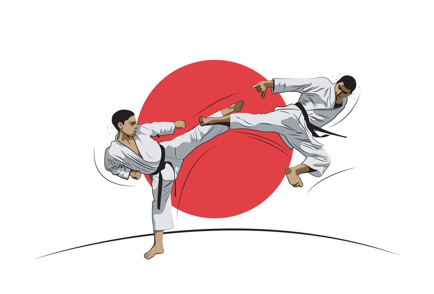 El karate es un arte marcial originario de Japón. ilustrador de vectores. vector