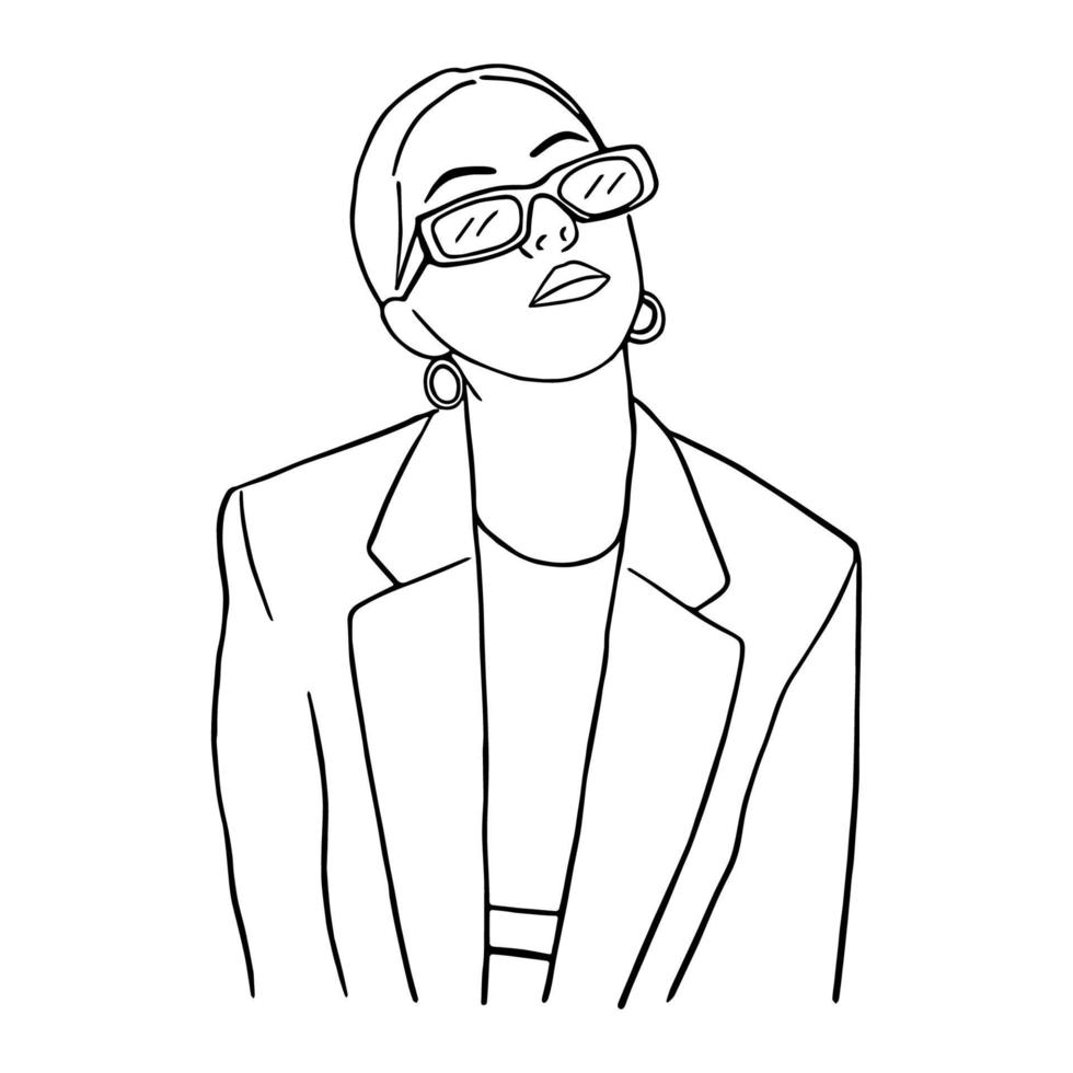 Line art minimal of fashion people  hand drawn concept for decoration, doodle style vector