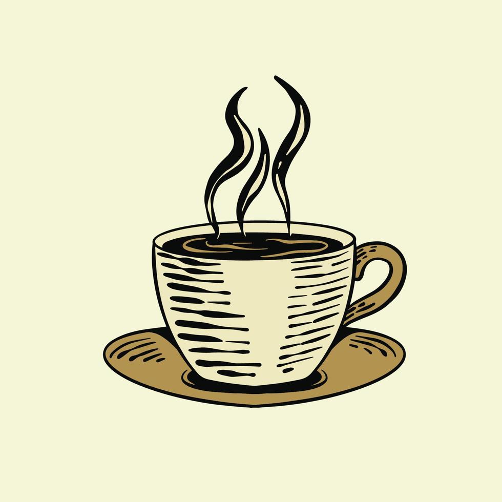 ilustración de café caliente vintage vector