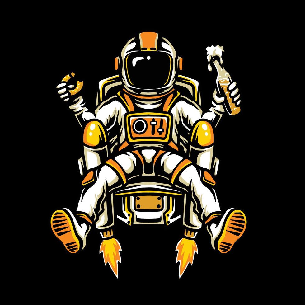 astanaut con ilustración de cerveza vector