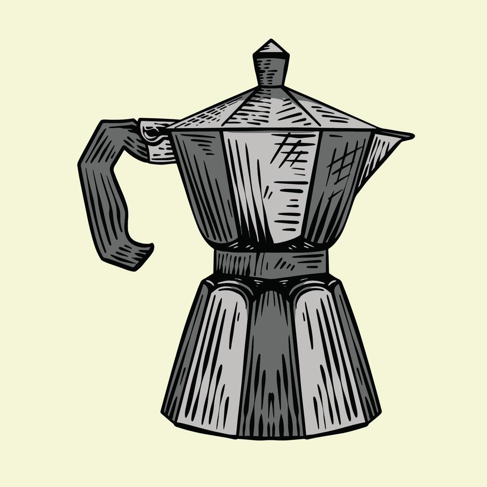 ilustración de cafetera vintage vector