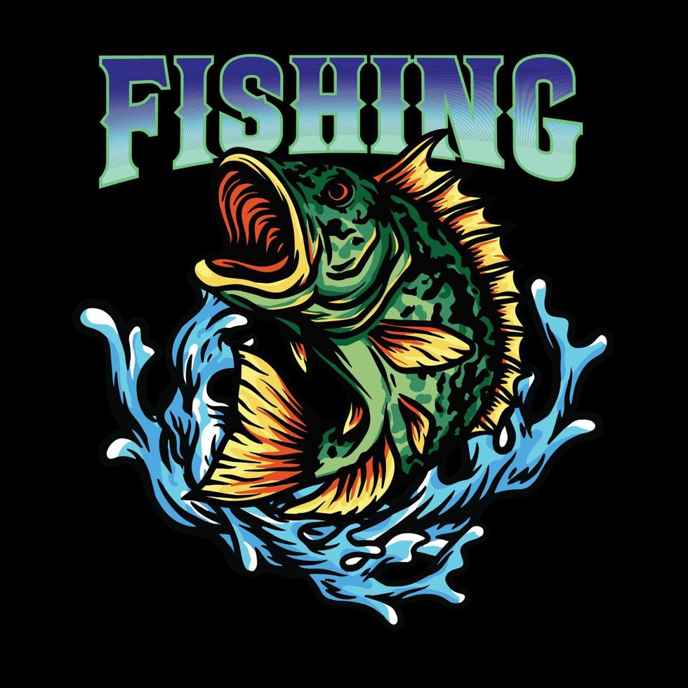 Peacock bass fishing illustration vector