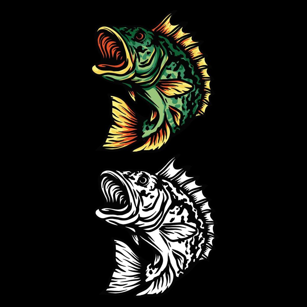 peacock bass fish illustration vector