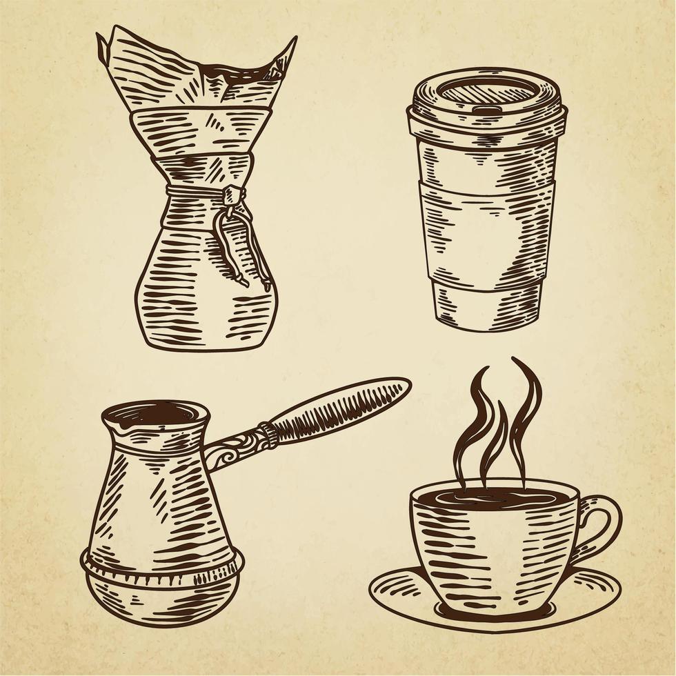 ilustración de juego de café vintage vector