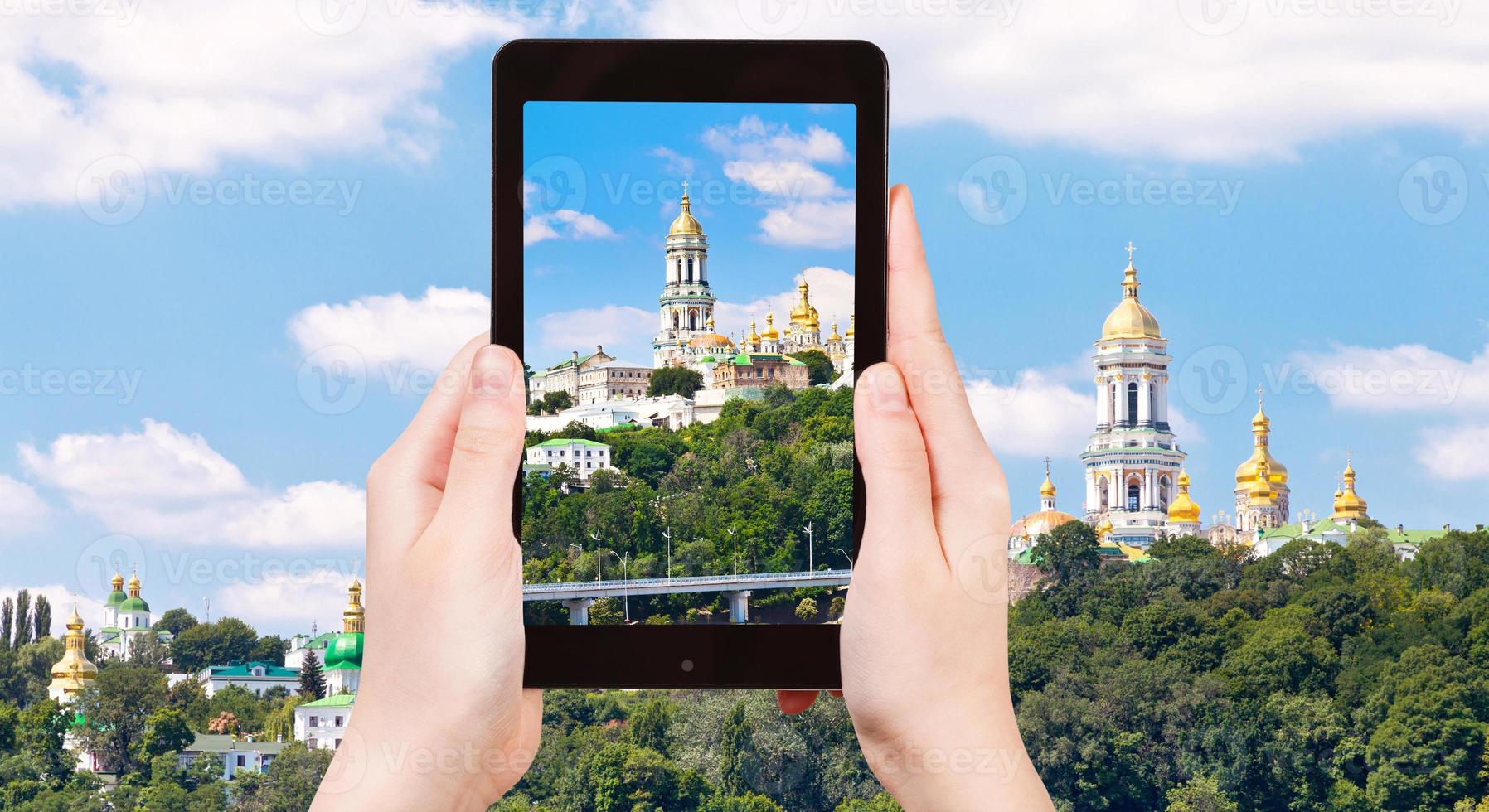 tourist taking photo of Kiev Pechersk Lavra