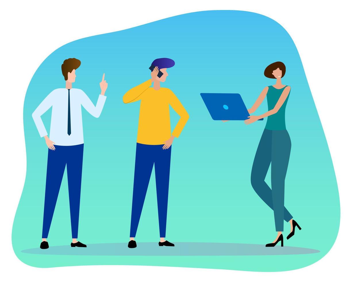 Flat vector illustration.Business partners discuss their future work activities.Concept of professional employees , colleagues and working relationships.