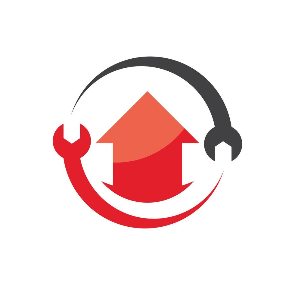 logotipo de reparación del hogar con símbolo de llave circular vector