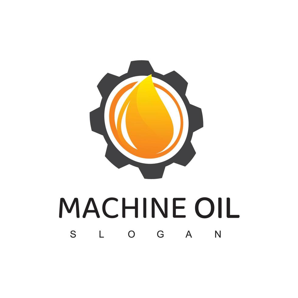 logotipo de aceite de máquina. gotas de lubricante y engranajes. ilustración vectorial vector