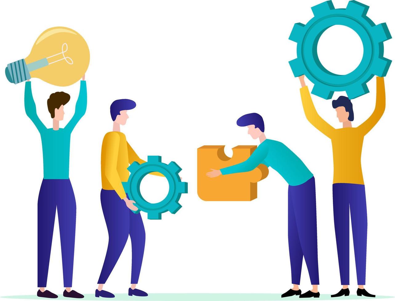 Vector illustration.People work together.The concept of teamwork and cooperation.