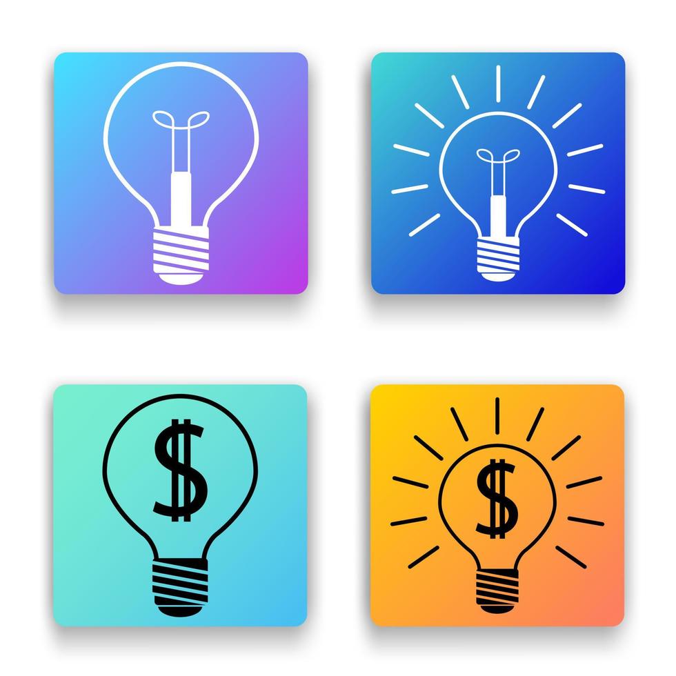 Light bulb icons.A set of flat icons for web design.Vector illustration. vector