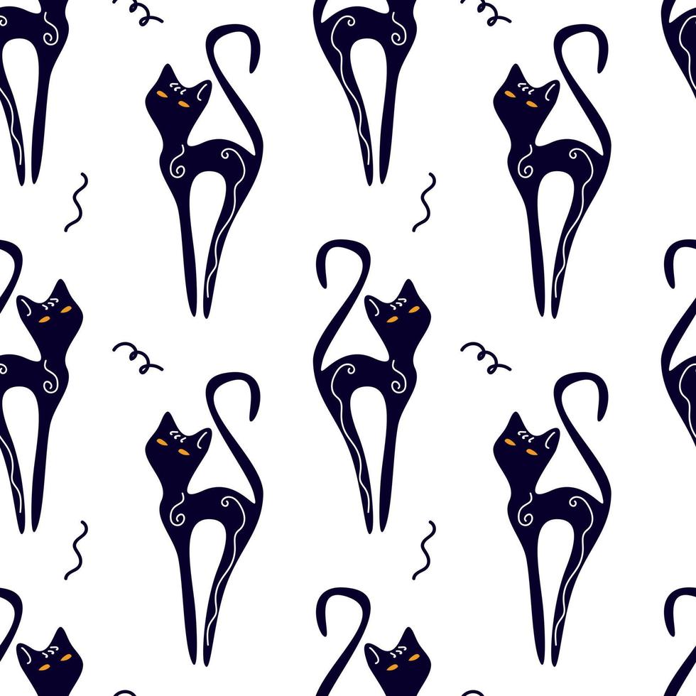 A pattern of mysterious black cats vector