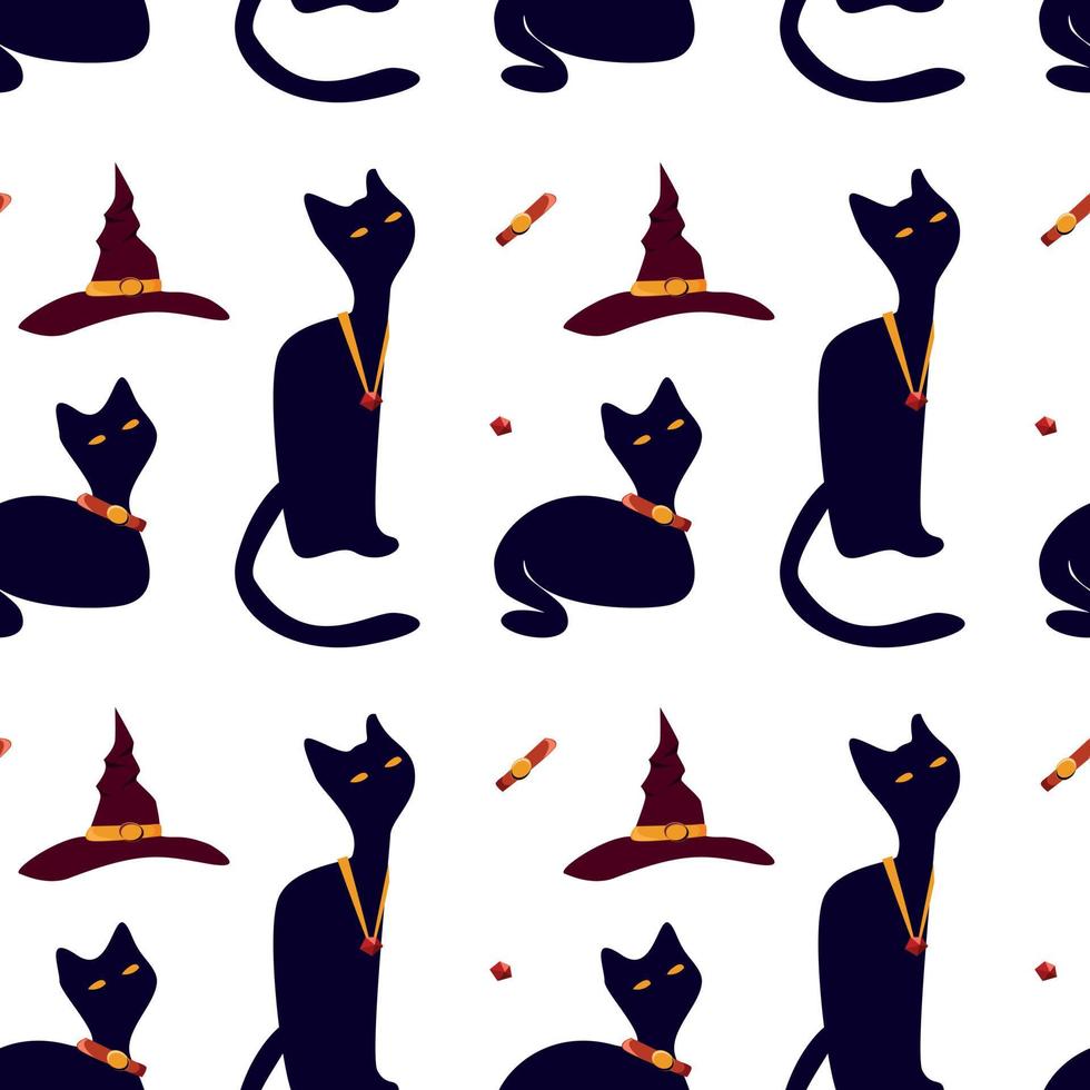 Pattern of black cats with jewels vector