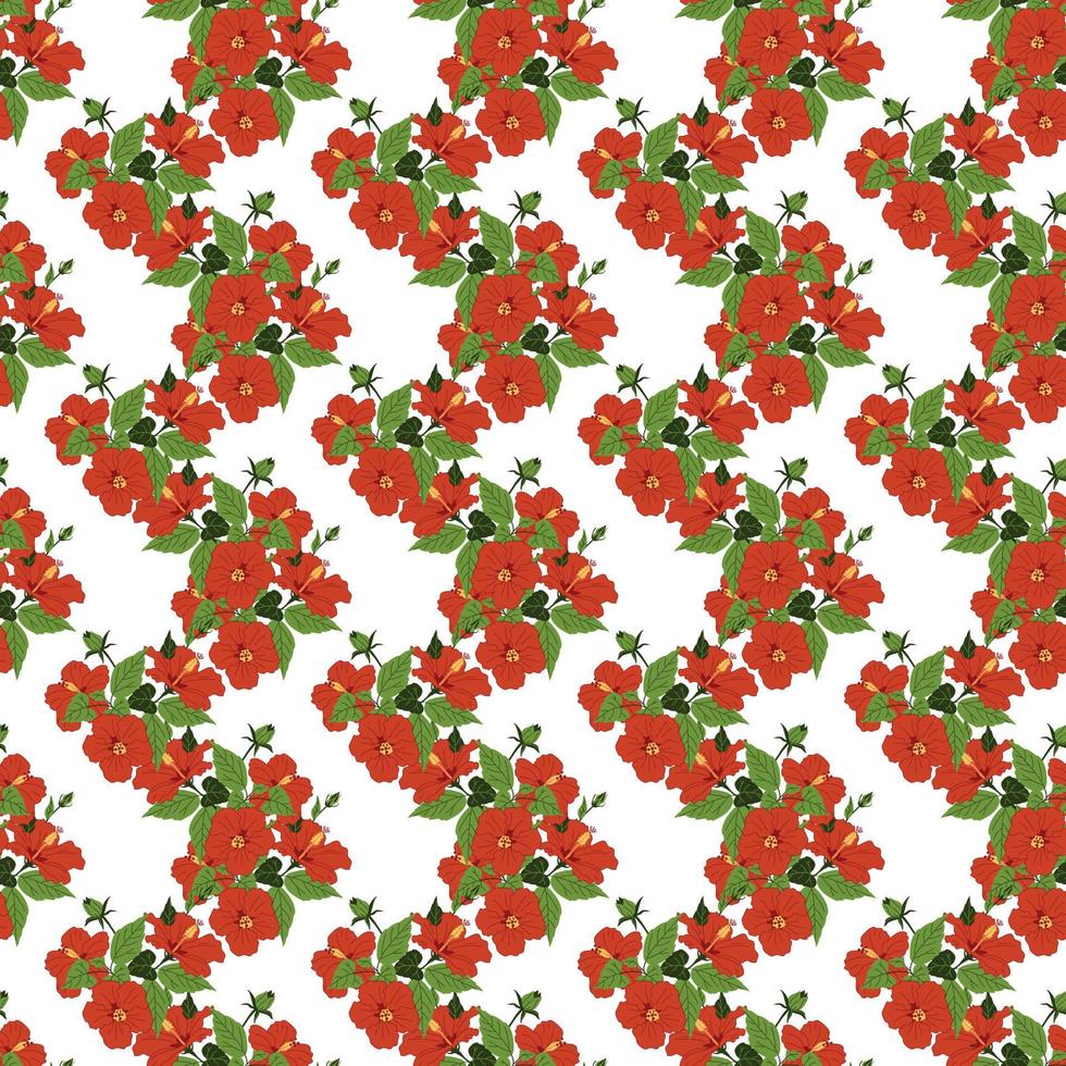 A pattern of bouquets of Hibiscus flowers vector